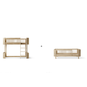 Umbauset - Mini+ halbhohes Hochbett zum Juniorbett, eiche