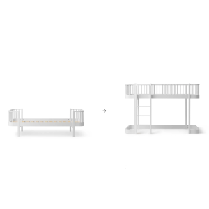 Umbauset - Original Einzelbett/Juniorbett/Junior Bettsofa zum halbhohen Hochbett, weiß