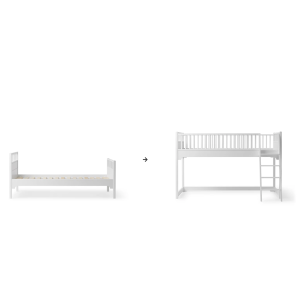 Umbauset - Classic Einzelbett & Bettsofa zum halbhohen Hochbett