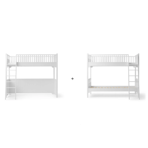 Umbauset - Classic Hochbett zum Etagenbett mit schräger Leiter 