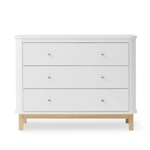 Wood Kommode, 3 Schubladen, weiß/eiche