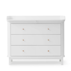 Wood Wickelkommode 3 Schubladen, weiß