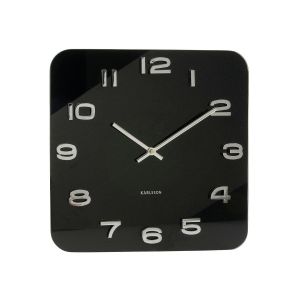 Glas-Wanduhr "Vintage" quadratisch, schwarz