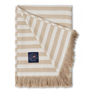 Striped Recycled Cotton Throw, Beige/White
