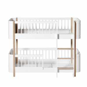 Wood mini+ halbhohes Etagenbett, weiss/Eiche