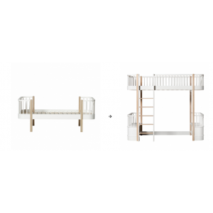 Wood Umbauset Einzelbett/Juniorbett zum Hochbett, weiß/Eiche