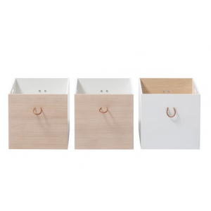 Wood Kisten weiss/Eiche, 3 Stück